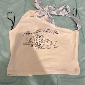 Women's White Camisole with Graphic Print